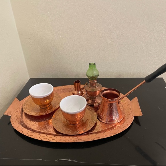 Antique Handmade Miniature Coffee Set with Green Accent ( made in Albania) - Picture 12 of 12